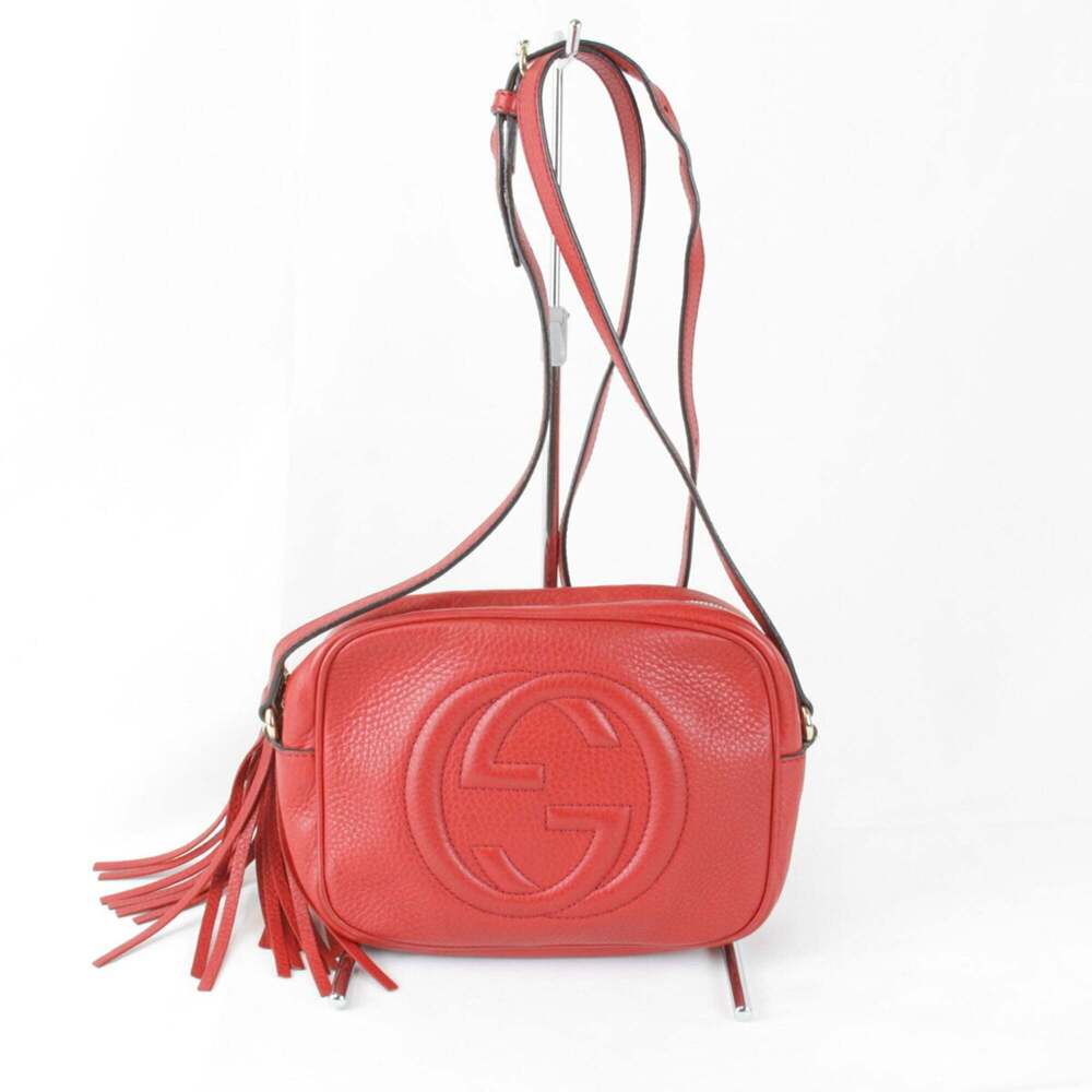 GUCCI Authentic Red Leather Shoulder Bag